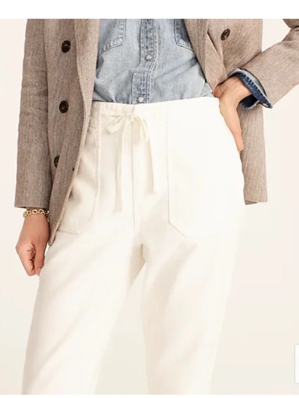 J Crew Tie-waist camp pant sz S, Cream